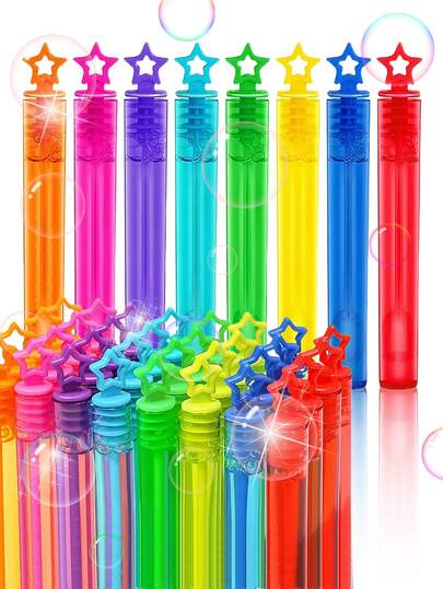 12/24/48 件彩色泡泡皂瓶，带心形手柄，可 DIY 的空容器，适合作为生日派对礼物、皮纳塔填充物、玩具和婚礼宾客礼物（不含泡泡溶液和配件）