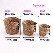 Maceta tejida, cesta de flores de estilo nórdico de ratán para la sala de estar, decoración del balcón, plantas en maceta, decoración del hogar, jarrón, decoración de la habitación, jarrón de flores, jarrón de vidrio