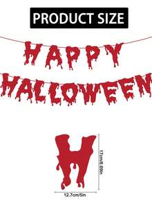 Spanduk Selamat Halloween - Dekorasi Pesta Horor, Garland Tetesan Darah & Tanda - Burgundy - View 5