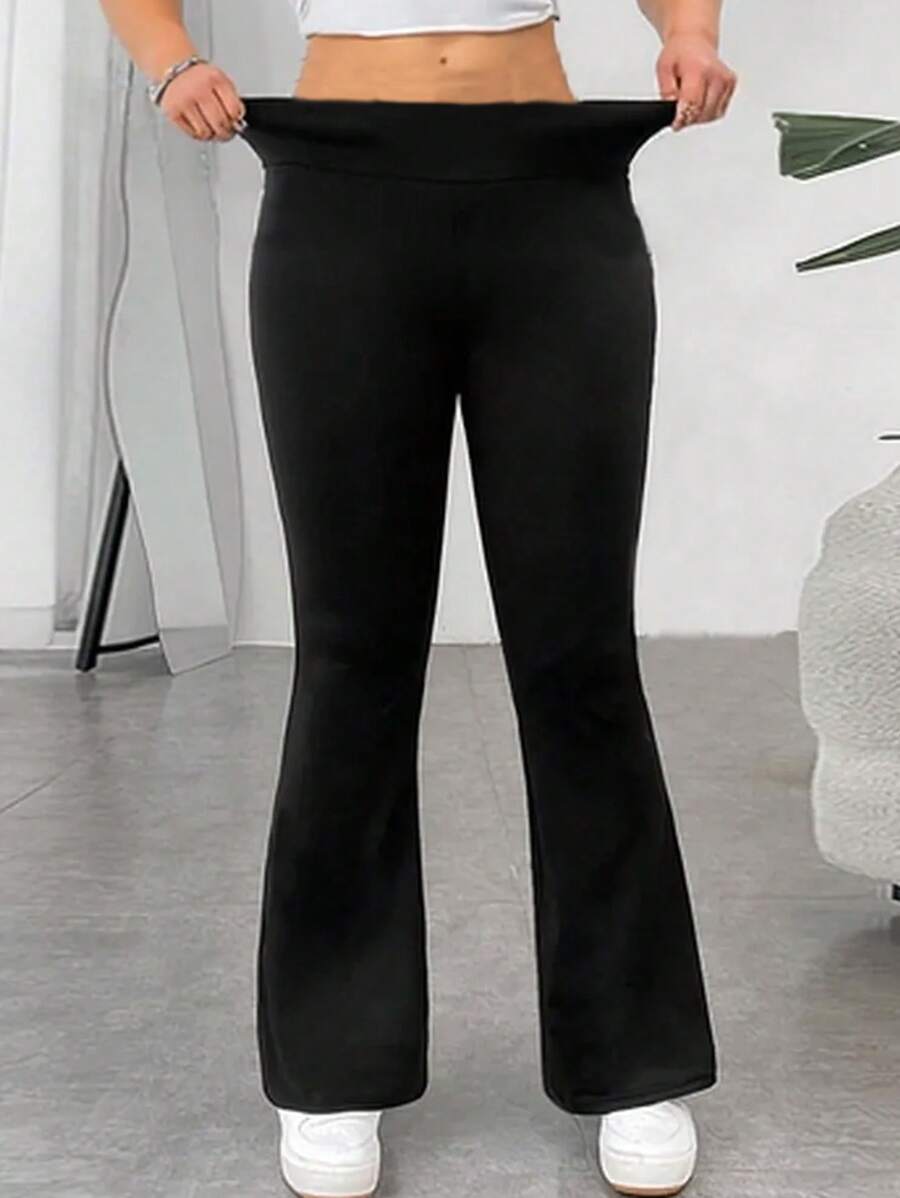 Pantaloni a vita alta a zampa d'elefante larghi e morbidi, pantaloni sportivi elasticizzati per yoga di taglia grande, pantaloni basic