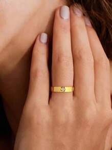 1 件 4 瓣圆形设计 D 色莫桑石订婚戒指结婚戒指女士 S925 纯银承诺戒指周年纪念戒指奢华珠宝礼物新娘珠宝 - 金色 - 查看 3