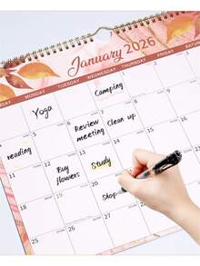 2026 新年挂历、办公用品、家居墙面装饰、计划整理器、时间管理 - 日程安排计划器、壁挂日历 - 花卉和植物主题日历 - 月计划器 - 周计划器 - 每日计划器 - 圣诞节礼物 - 感恩节礼物 - 彩色 - 查看 11