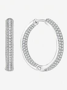 1 对 S925 纯银全锆耳环优雅精致高端珠宝礼物节日礼物生日礼物适合女性日常佩戴