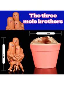 1pc Funny Muscular Man Shaped Figurine, GK, Mole Brothers, Humorous Decorations, Anime Figure, Desktop Decor, Gift, Creative & Interesting