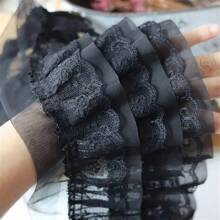 13cm Wide X 1 Yard 3-Layer Ruffle Chiffon Lace Ruched Collar With Embroidery Trim, DIY Wedding Doll Clothing Supplies - White - View 2