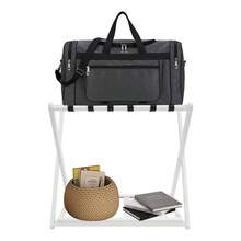 Foldable Luggage Rack, 2-Piece Bamboo Luggage Rack, Capable Of Carrying 35-40kg, Suitable For Short-Term Rental, 25.2 * 15.35 * 22.83 Inches - 白色 - 查看 8