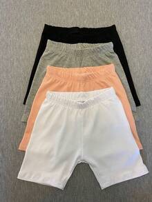 Kit 4 Shorts Infantil Básico Conforto e Liberdade  Básico, versátil para o Dia a Dia - branco-rose-branco-cinza - Visão 3