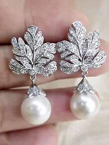 1 Đôi bông tai mặt dây chuyền đá Cubic Zirconia thanh lịch dành cho nữ, thích hợp làm quà tặng cho đám cưới, lễ đính hôn, kỷ niệm, tiệc tùng, Ngày của Mẹ. - 5 # - Xem 13