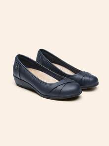 Women Wedge Flats 1.5 Inch Heel Classic Comfortable Dress Business Office Work Arch Support Ballet Flats Shoes - 藍色 - 查看 7