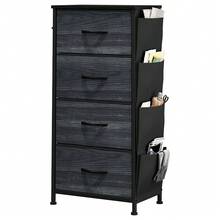 BALCONERA Chest Of Drawers, 5 Fabric Drawers With Handles, Storage Cabinet, Drawer Cabinet, Cupboard, Metal Frame, Fabric Chest Of Drawers For Bedroom, Living Room, Hallway, Office, Black Wood Grain - 深灰色 - 查看 7