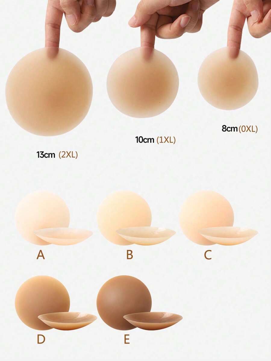 1 Pair Plus Size Silicone Invisible Nipple Covers Pasties For Party Events - Khaki - View 1