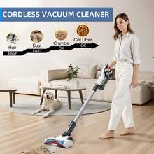 LAMZIEN 无绳吸尘器，15KPA 家用吸尘器，40 分钟运行时间，带充电电池的立式吸尘器，双手持式轻型吸尘器，适用于宠物毛发、地毯和硬木地板 - 查看 2
