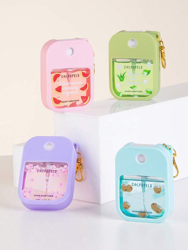 35ml Watermelon/Coconut Portable Hand Sanitizer Spray With Colorful Silicone Case & Keychain, Leakproof,Compact Design For Office, Gym, And Travel Ease,Aloe Vera/Sakura,Great For Birthday, Christmas, Valentine's Day, New Year Gifts Car Accessories Cute Goth Y2k