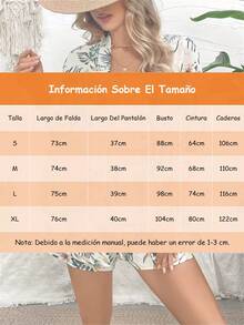 Conjunto Casual con Estampado de Playa Dos Piezas para Mujer, Top y Pantalón Corto, Estilo Chic para Playa y Ocasiones - Blanco - Ver 7