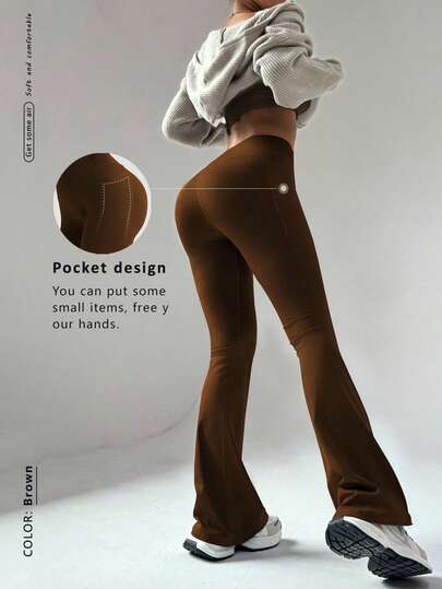 FWH High-Waisted Slimming Flare Pants With Hidden Pockets, Functional Sports Version | Retro Streetwear, Fitness Essential, Waist Shaping + Butt Lifting, Non-Slip Waistband + Hidden Pockets | Suitable For Yoga And Daily Wear, High-Waisted Flare Yoga Leggings Fit Various Body Types, Retro Fashion Streetwear Winter