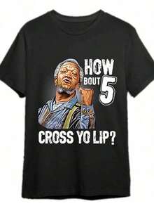 5 Your Lips Sanford And Sons-Shirt Fun Mens Graphic-Shirt,% Cotton, Halloween, Thanksgiving,, Suitable Men, Women, Family And Friends, Black Casual Short-Sleeved Crew Neck-Shirt Sizes S To 3XL - 黑色 - 查看 1
