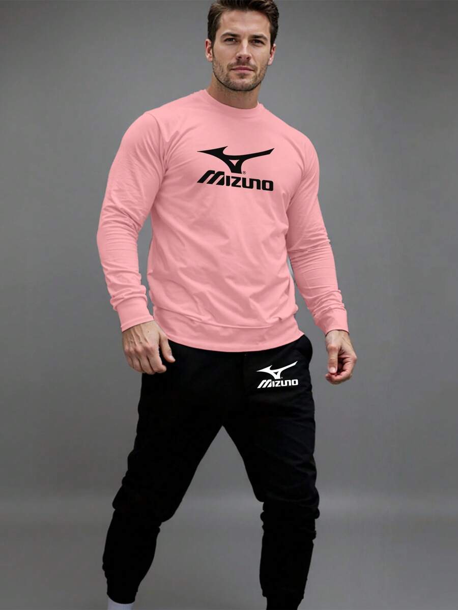 ROUND NECK SWEATSHIRT + SPORTY SWEATSHIRT SET - Baby Pink - View 1