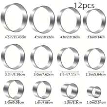11 件不锈钢饼干切刀套装 - 用于烘烤饺子、慕斯、蛋糕、糕点和馅饼的多功能模具
