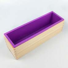 矩形肥皂模具套件切割器 - 42 盎司柔性硅胶面包肥皂模具，配有木盒、不锈钢波浪形和直形刮刀，适用于自制工艺肥皂制作用品