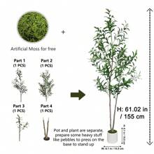 1pc 65-200cm Large Artificial Olive Plant Tree Branches Fake Green Faux Plant Plastic Leaves Ornamental Indoor Outdoor Artificial Plant For Home Garden Hotel Office Party Room Decor