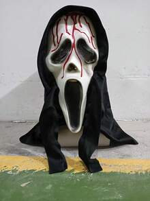 1 pieza Máscara con cara de fantasma gritando, divertida y de terror para el Día de Halloween, disfraz de adulto, accesorios para baile, de látex, Navidad