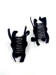 2pcs Women Vintage Velvet Bowknot Hair Clips, Princess Style Hair Accessories, Mini Hair Claw Clips For Bangs And Half-Up Hairstyles, Bow Accessories, School Stuff, College Autumn Accessories Fall Winter For Vacation Outfits Woman