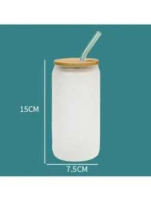2pcs,16OZ Frosted/Clear Glass Cup Tumblers With Bamboo Lid Sublimate Tumbler Blanks DIY For Iced Coffee Cups