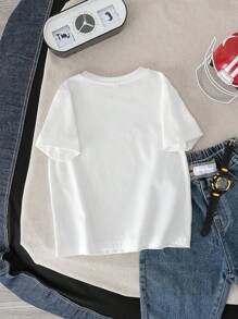 KID002|Halloween|KID002|Halloween|4-15years old boys' T-shirts  + shipped from Mexico + high-quality breathable fabric + sports short-sleeve round-neck casual boys' T-shirts + boys' summer round-neck short-sleeve T-shirts |Temporada de regreso a clases|Día de la Independencia|Halloween|Adecuado para el uso diario - Blanco - Ver 2