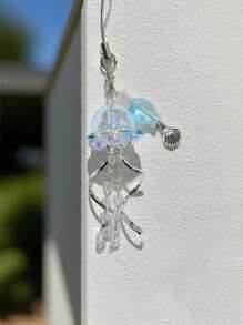 1pc Jellyfish Transparent Metal Arc Romantic Phone Chain Keychain, Suitable For Earphone Case, Phone Pendant, Phone Case Accessories, Gift For Friends