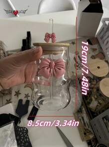 500ml(16.91oz) Butterfly Princess Series Glass Straw Cup - Ideal Gift For Holidays And Birthdays, For Coffee Or Bubble Tea Back To School