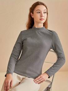 Women's Thermal Lined Autumn/Winter Sports Sweatshirt, Comfortable High Stretch Striped Slim Fit Base Layer Long Sleeve Top, Fashionable Outerwear