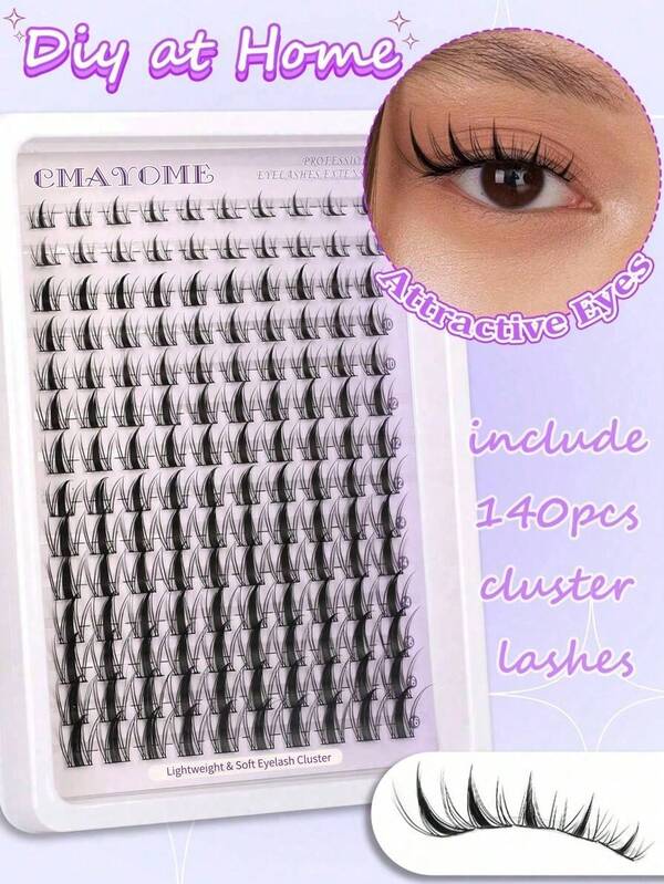 140/144 Pcs C Curl Manga Style Eyelash Clusters, 8-16mm Mixed Soft Natural Lashes, DIY Individual False Eyelashes Easy To Use And Reusable For Daily Makeup Lash Clusters, Eyelash Clusters, Individual Eyelashes, Lashes, Fake Lashes