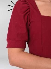 Milimetrica Elegant Loose Pregnancy Women's Midi Dress With Evangelical Princess Sleeves Congregate - 紅木色 - 查看 5