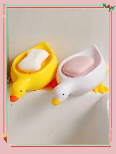 2 pezzi Portasapone a forma di paperella gialla, Portasapone per doccia, Portasapone da doccia, Salvagoccia per sapone, Portasapone per doccia, Salvagoccia per saponette, Piatto portasapone con drenaggio, Contenitore per saponette, Contenitore per saponette da viaggio, Vassoio portasapone, Contenitore per saponette da viaggio