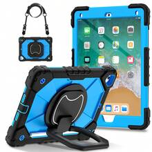 Colorblock Handheld Rotating Shockproof Protective Case With Shoulder Strap For Apple IPad Mini 7, IPad Mini 6, IPad 6th (9.7-Inch), IPad Pro 9.7 (2016), IPad 5th (9.7-Inch), IPad 10.2 7th Gen 2019, IPad 8th (10.2-Inch), IPad 9th Gen (10.2-Inch), IPad 11(A16 2025), IPad 10th (10.9-Inch), IPad Air 4th (10.9-Inch), IPad Air 5th Gen 2022, IPad Air 11-In.(M2)-2024, IPad Air 11(M3 2025)