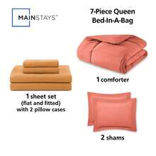7-Piece Reversible Bed In A Bag Comforter Set With Sheets, Blue Floral, Queen - 紅峽谷 - 查看 6