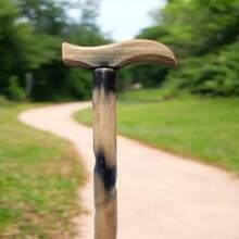 Baston De Madera Artesanal Mango Aleman Caminar Apoyo Confianza - Caqui-Negro - Ver 6