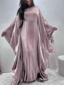 1 件全新时尚缎面闪亮宽松穆斯林长袍，优雅阿拉伯中东长袍