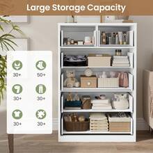 Tall 6 Drawer Dresser, Black Modern Chest Of Drawers For Bedroom,Closet Dressers With Drawers For Living Room, Entryway, Hallway - 白色 - 查看 4
