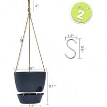 10 Inch Self Watering Hanging Pots, 2 Pack Hanging Planters With 40oZ Deep Reservior For Indoor Outdoor Plants Flowers, Black