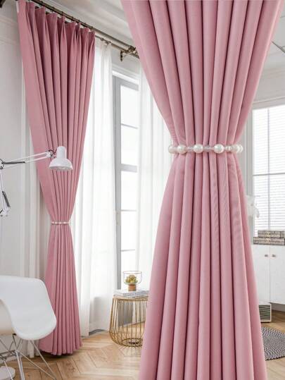 1pc Solid Color Modern Rayon Blackout Curtain, Rod Pocket Design, Suitable For Living Room And Bedroom - Sheer And Light Filtering Curtain, Living Room Curtain, Bedroom Curtain