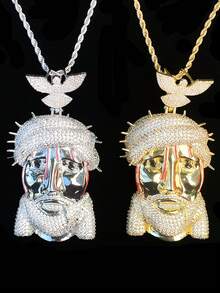 DUBSS 1 Piece Iced Out Jesus Dove Bail Necklace Pendant For Men Plated 5A Cubic Zirconia Hip Hop Jewelry - Portrait - View 5