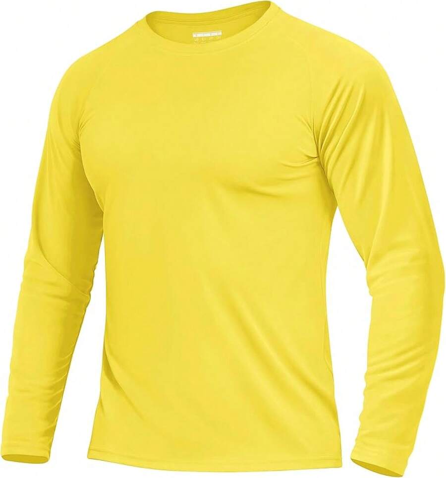 Boladeci Men's UPF 50 Sun Protection UV SPF Shirts Long Sleeve Lightweight Quick Dry Swim T-Shirts Rash Guard - Yellow - View 1
