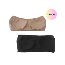 Kit 2 Top Bandeau Strapless Bra Bustier With Removable Padded Cup Comfortable Wire Free - 彩色 - 查看 4