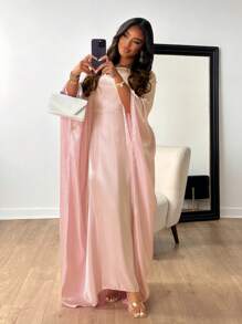 1 件全新时尚缎面闪亮宽松穆斯林长袍，优雅阿拉伯中东长袍