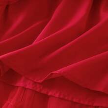 Women's A-Line Fairy Patterned Elastic Waist Ruffle Tulle Layered Midi Skirt - Tutu B Red - View 5