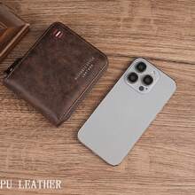 Vintage Multifunctional Bifold Wallet For Men PU Leather Multi-Card Zipper Wallet, ID Credit Card Wallet With ID Window, Minimalist Front Pocket Design, High-Capacity Money Clip, Perfect Gift For Men