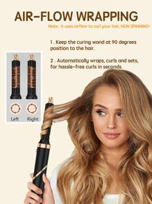 Set di accessori per acconciatura 5 in 1 pieghevole, asciugacapelli con spazzola, soffiatore ad aria calda ad alta velocità con ioni negativi, con testine intercambiabili per asciugare velocemente, arricciare, volumizzare e stirare i capelli