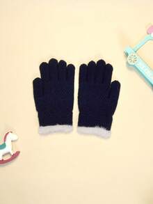 1 Par / 2 Pares de Guantes de Invierno Acolchados para Niños, Guantes de Punto Cálidos y a Prueba de Frío de Dedo Completo para Niños y Niños, Adecuados para Exteriores y Esquí, Apropiados para Niños de 3 a 12 Años - Peluche de color sólido - Ver 9