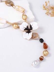 1 件优雅奢华高端设计合金滴油花树脂串珠 Y 型项链，适合女士